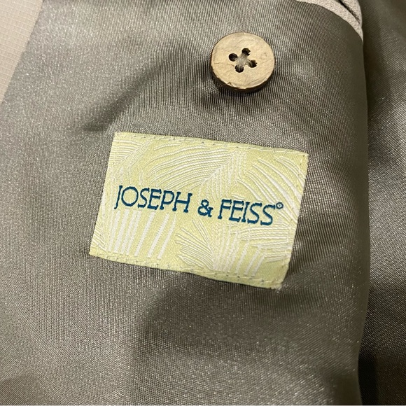Joseph & Feiss Men's Blazer Sport Coat Size 42L Light Beige 100% Silk Jacket - Picture 3 of 11